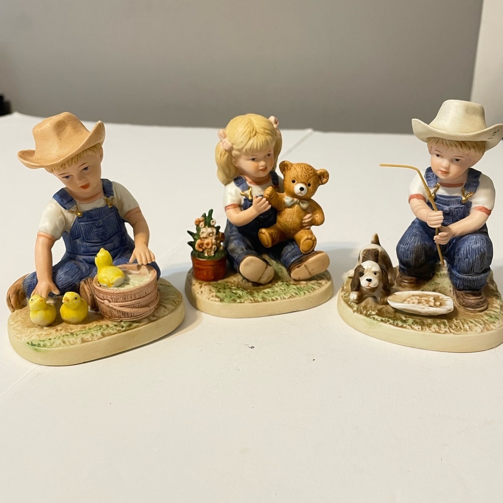Vtg Denim Days bundle of 3 After Chores Debbie w/ Teddy Home Interiors